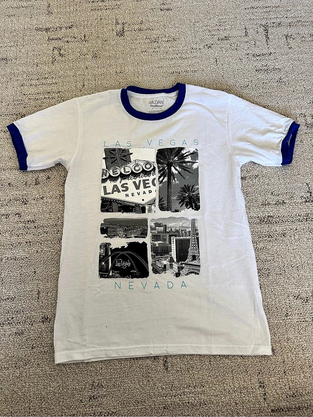 Gildan Las Vegas Tee in White & Blue